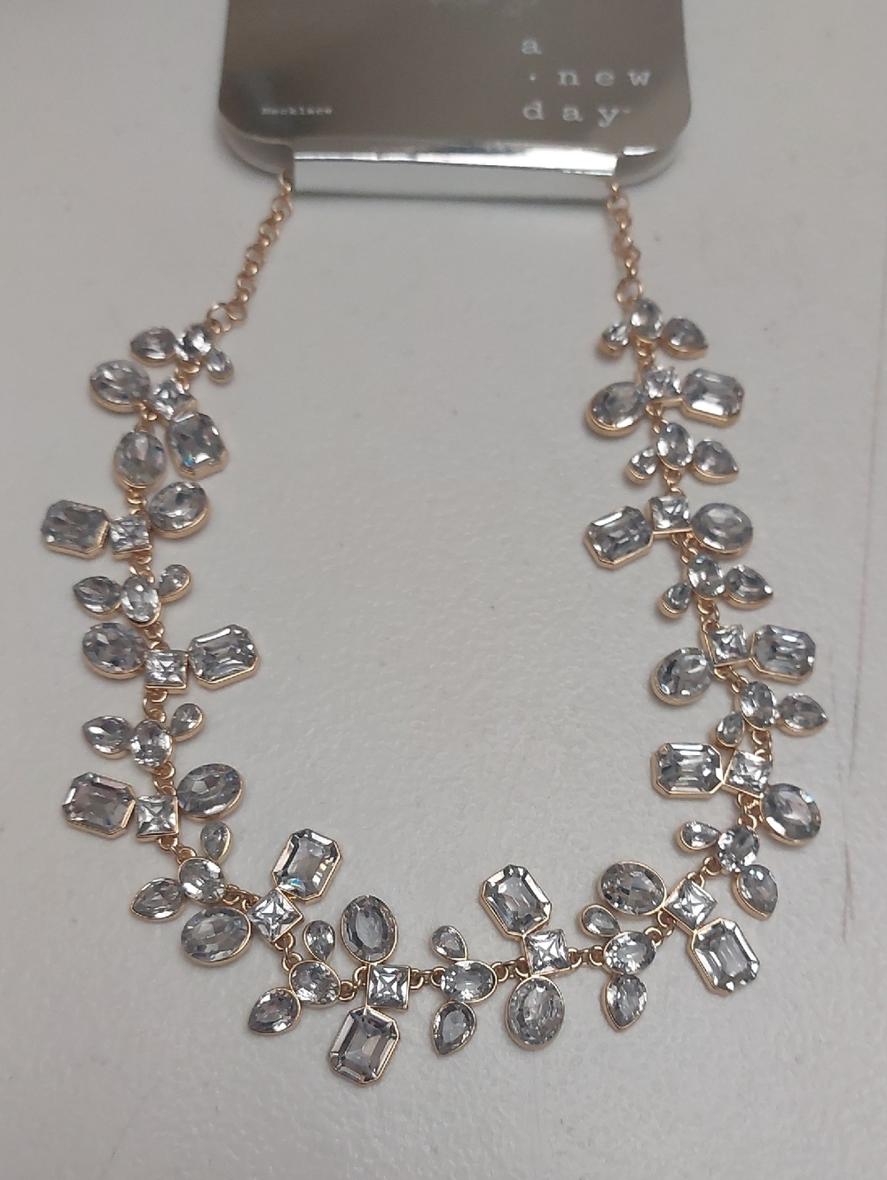 a new day Gold Tone Sparkly Rhinestone Riviete Collar Choker Necklace NWT